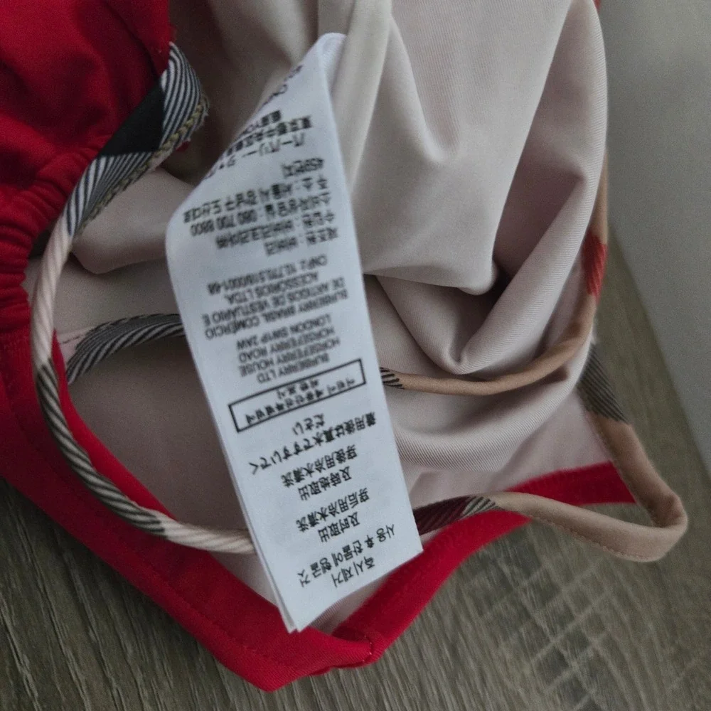 Burberry Red Swimsuit Girl's Toddler Size‎ 2Y Ruffle Detail Plaid Straps